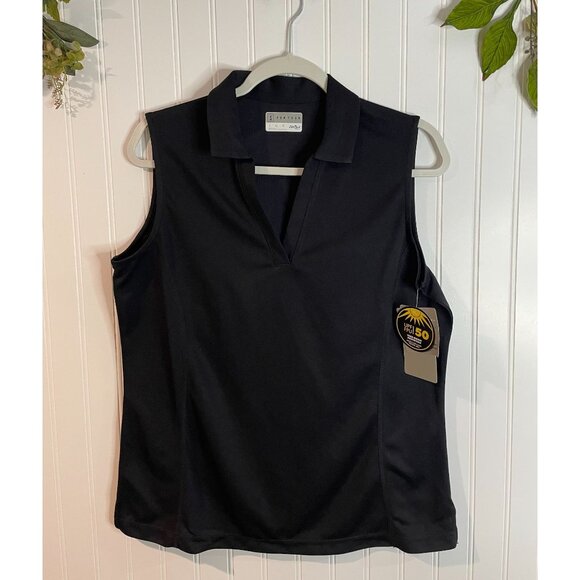 PGATour Airflux Sleeveless Womens Golf Polo Shirt UPF 50 Black L - Picture 1 of 12